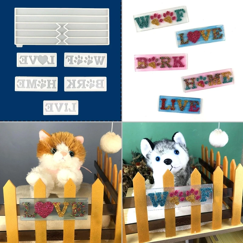 

1 Pc Pet House Decoration Epoxy Mold DIY Fence Dog Home Decors Silicone Resin Mold Door Hanging Tag Casting Tool for DIY