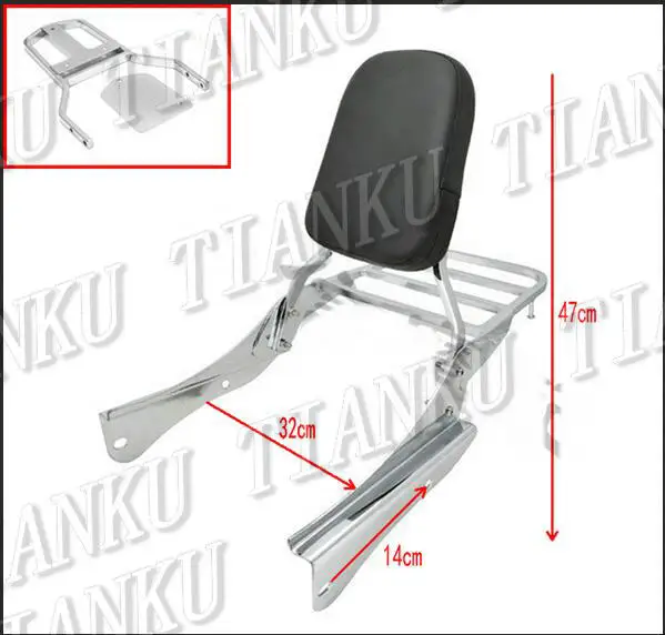 Хромированная спинка высокого качества багажная стойка для Honda Shadow Spirit Черная