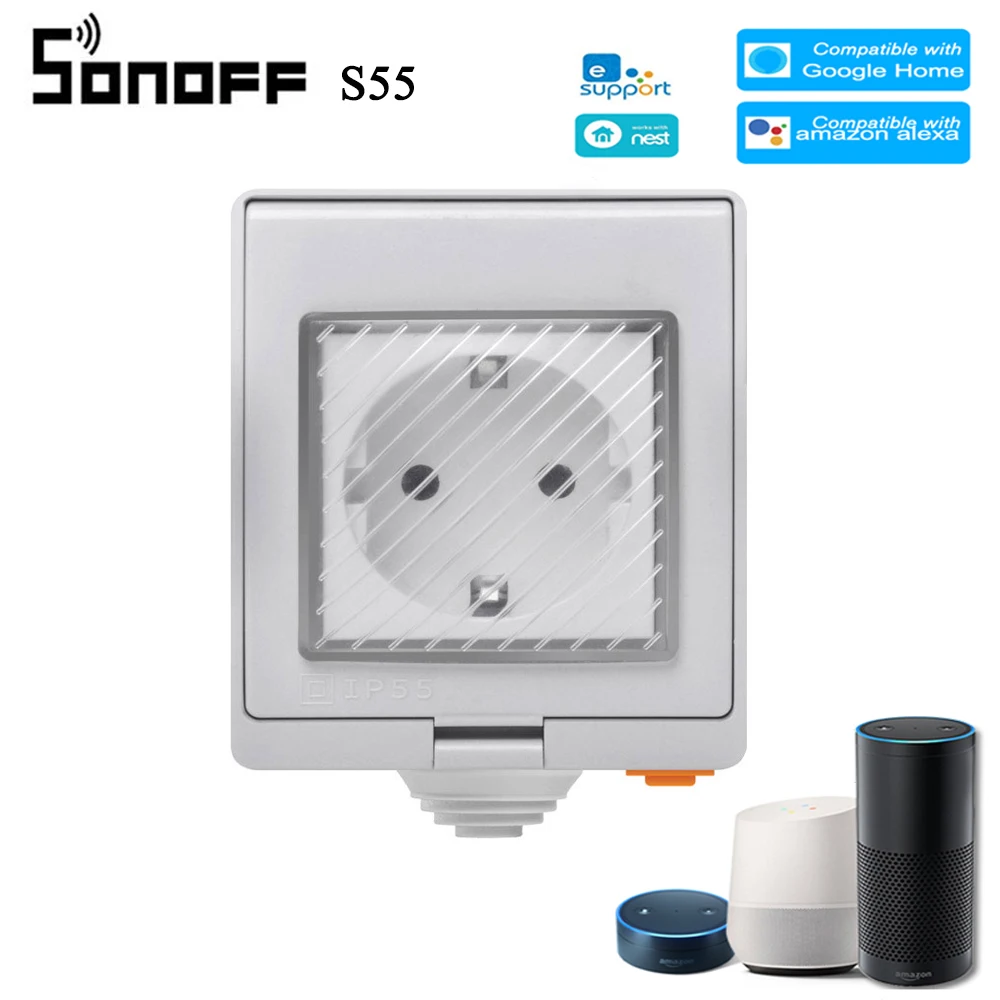 Newet Itead Sonoff S55 водонепроницаемый Wifi смарт переключатель розетка Версия ЕС