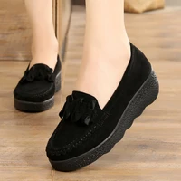 spring and autumn old beijing cloth shoes womens shoes platform wedge mid heel low cut black womens shoes shoes for work