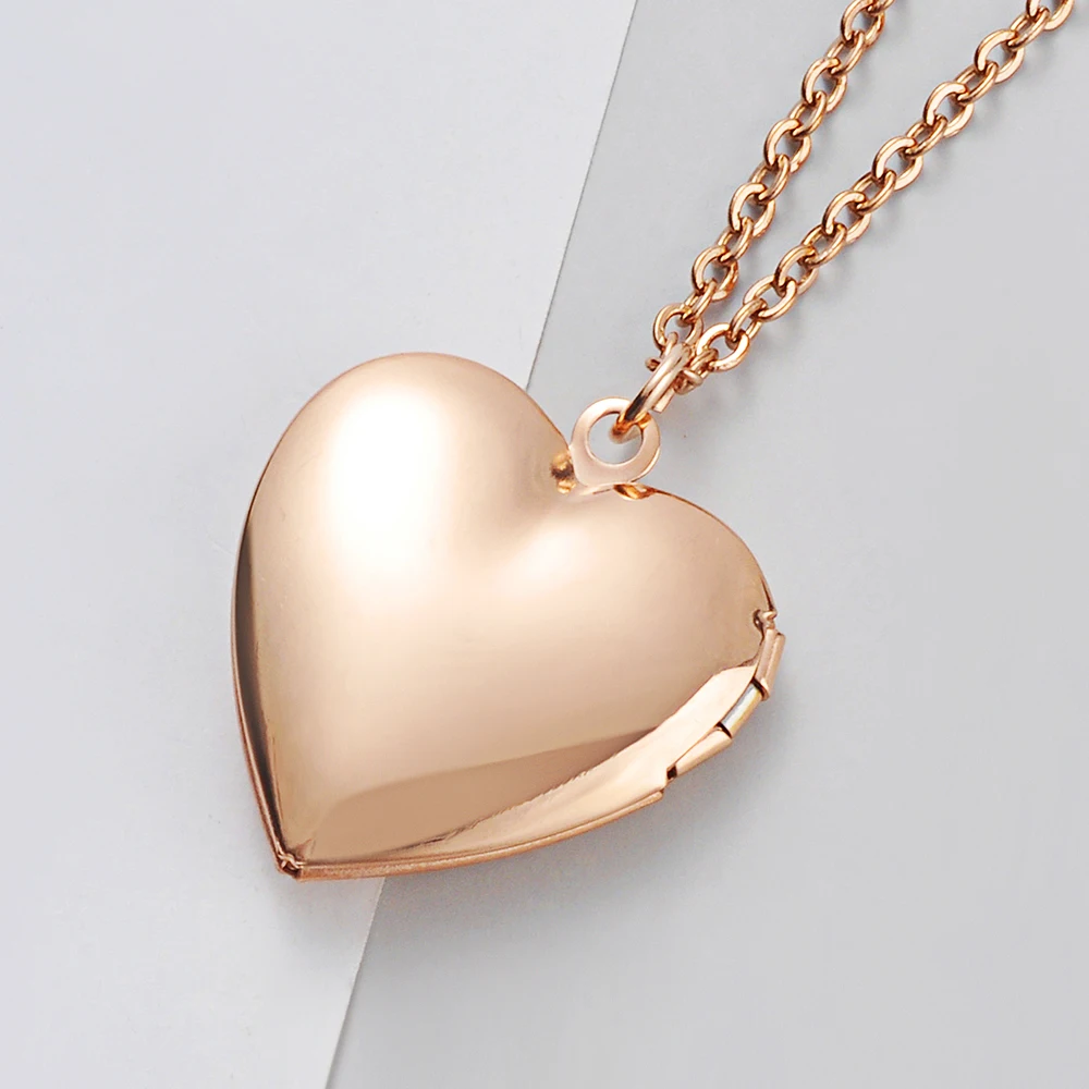 

10Pcs/lot Mirror Polish Stainless Steel Love Heart Photo Frame Memory Locket Pendant Necklace For Women