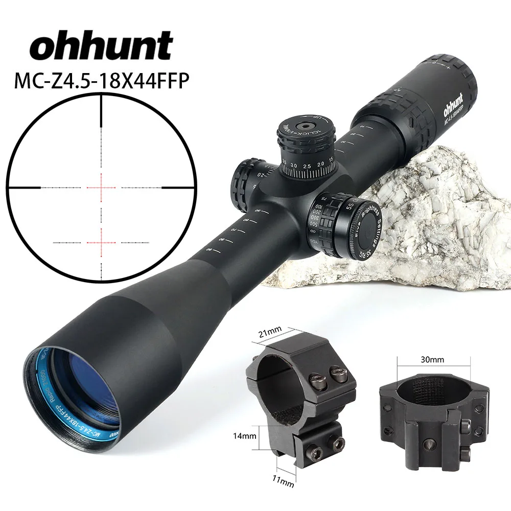 Охотничий ohhunt MC-Z 4,5-18X44 FFP первый фокальный оптический прицел боковой Parallax Z1000 стекло гравированное сетка замок Сброс прицел - Цвет: 2