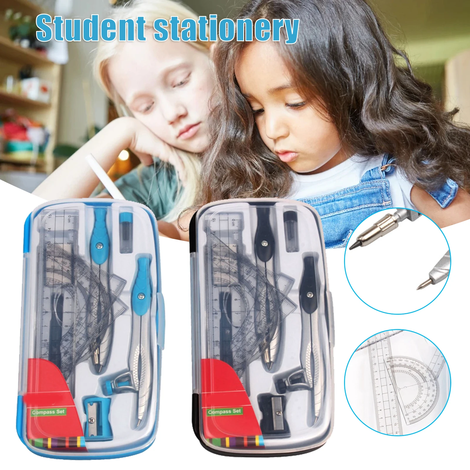 

Математические технические наборы, 10 шт., студенческие принадлежности с чехлом для хранения, геометрический транспортир, ластик, аксессуары, игрушки