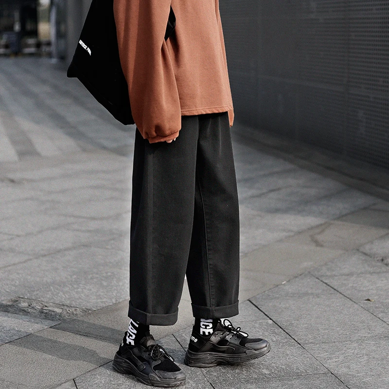 Джинсы мужские с широкими штанинами модные однотонные повседневные Прямые