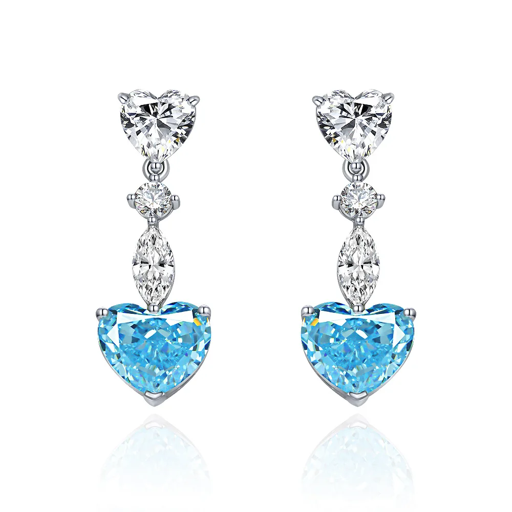 

100% Sterling Silver 10*12mm Heart Emerald High Carbon Diamond Stud Earrings For Women Sparkling Wedding Fine Jewelry Gift