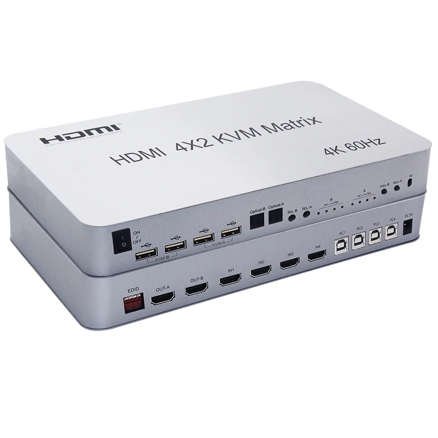 Hdmi kvm-переключатель двойной монитор 4 порта USB HDMI KVM-матрица 4x2 4K @ 60 Гц
