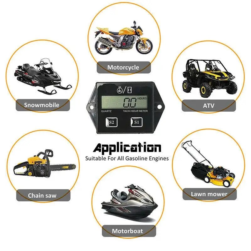 

Digital Engine Tach Hour Meter Waterproof Tachometer Gauge Engine Rpm Lcd Display For Moto Marine Chainsaw Pit Bike Boat