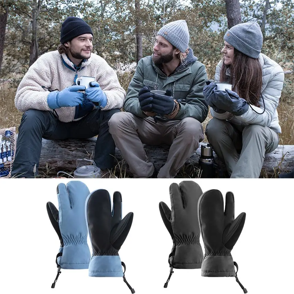 

Men Women Windproof Winter Warm Snow Mitten Snowboard Gloves Thermal 3 Fingers Touch Screen Ski Gloves For Outdoor Skiing Riding