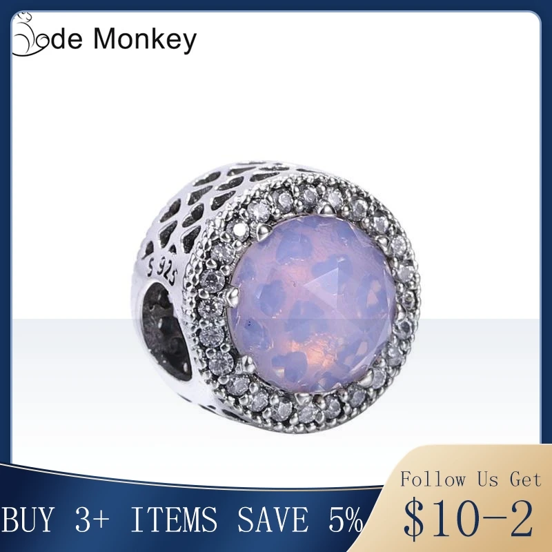 CodeMonkey 100% настоящая 925 пробы серебро розовый бусины трава талисманы подходят к