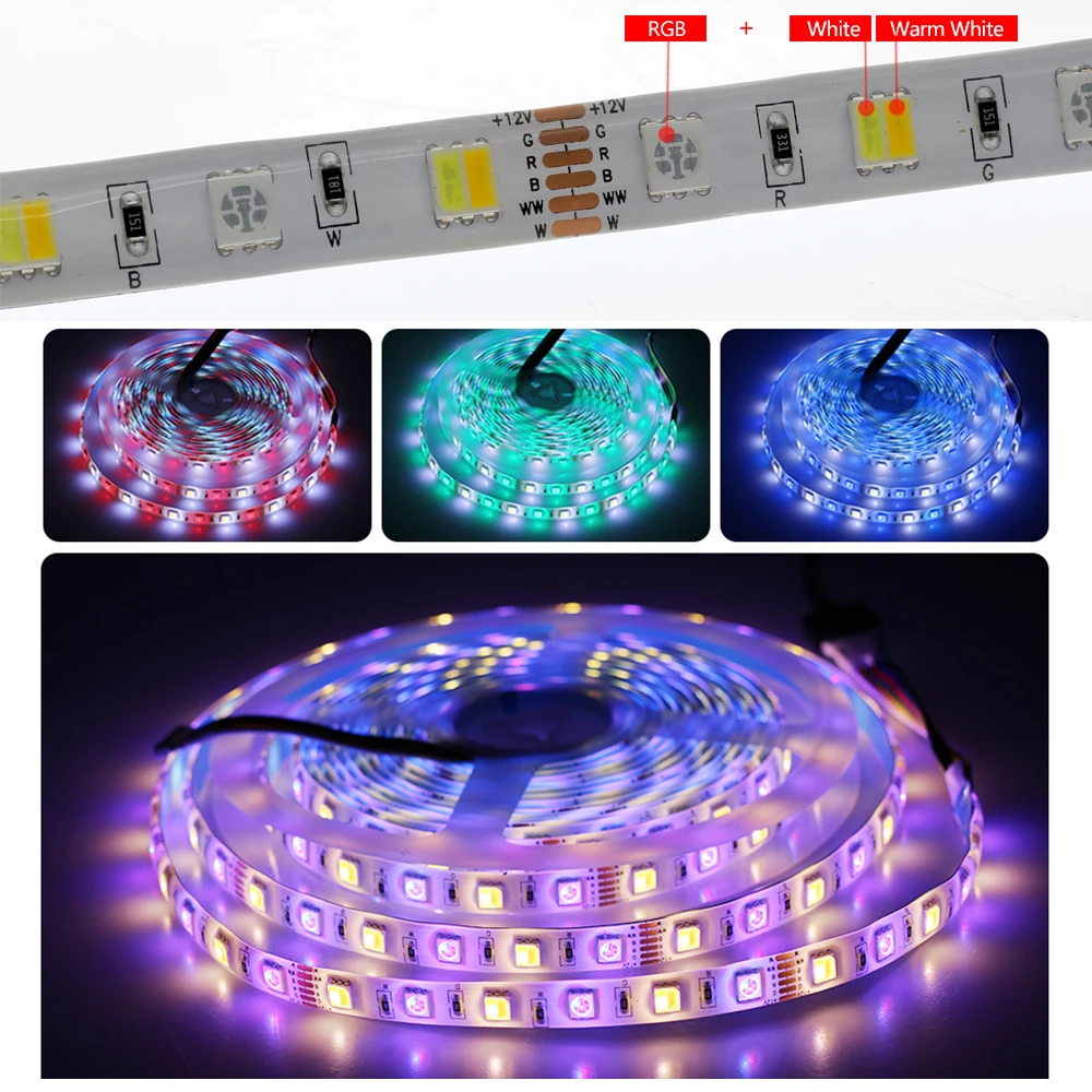 RGB + CCT Светодиодная лента 5050 SMD DC12V гибкий диодный светильник белый теплый 5 цветов