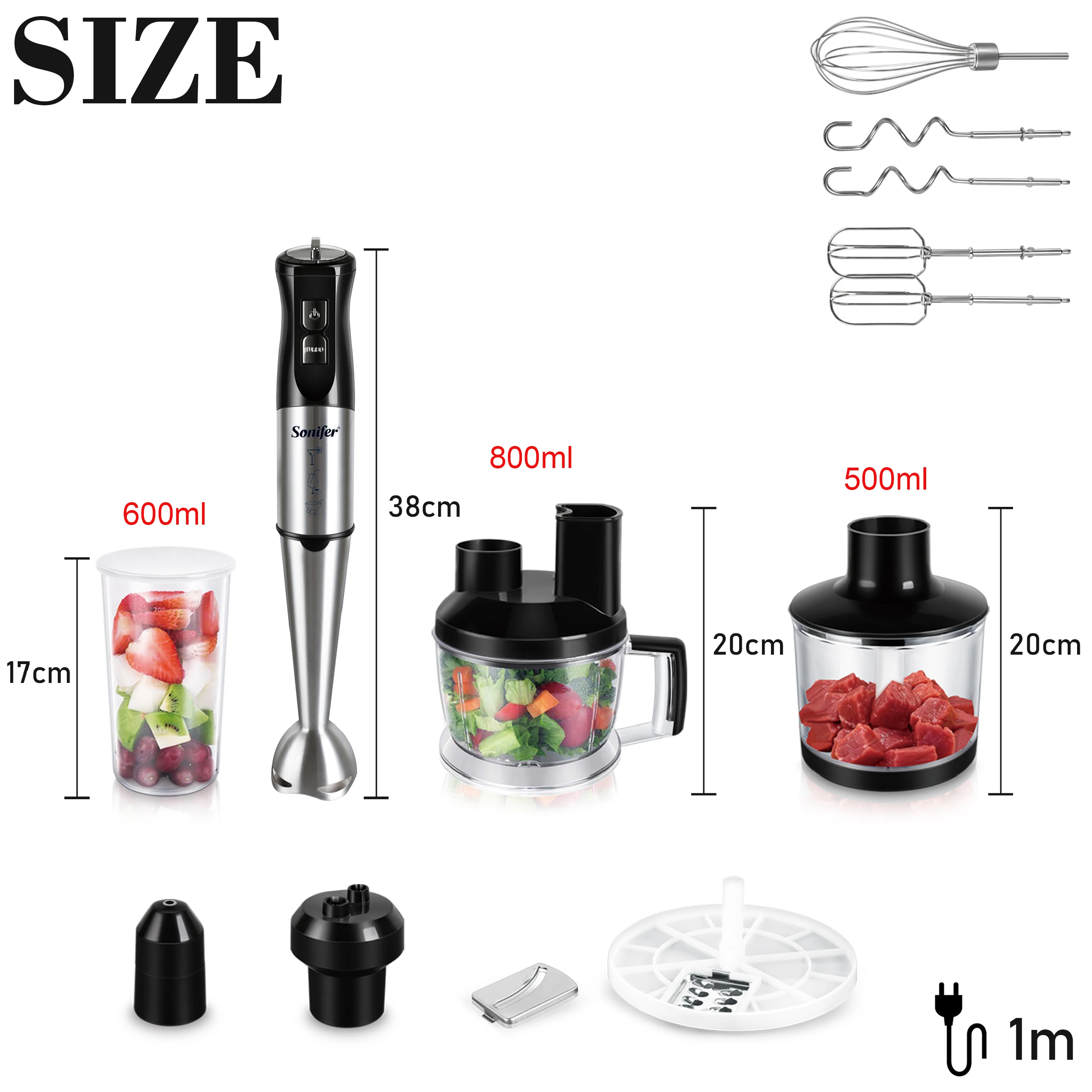 

10 in 1 Multi Food Processor Stainless Steel Blender Vegetable Cutter Meat Grinder Chopper Whisk 800W Food Mixer Juicer Sonifer