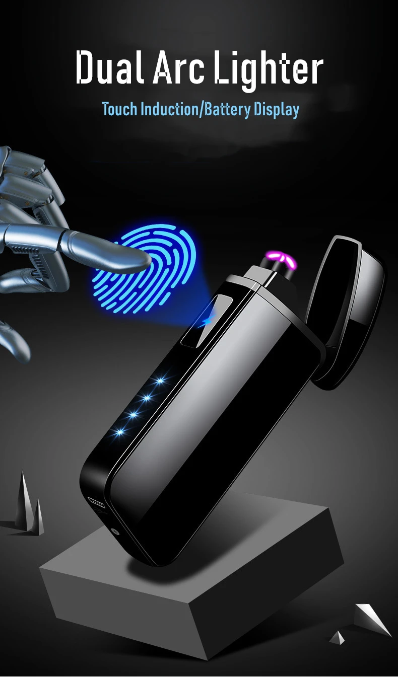 Креативный USB двойной дуговой Зажигалка металлический дисплей питания перезаряжаемый прикуриватель двойной для Плазменно-дуговой зажигалки деловые мужчины