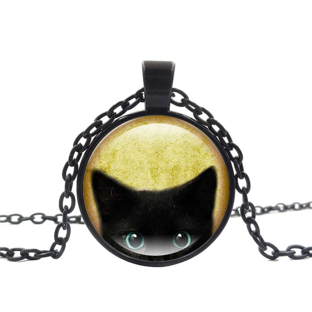 Ожерелье OTOKY в стиле ретро круглая черная крутая кошка Женская бижутерия
