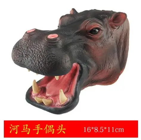 hippopotamus Детские игры Акула динозавр ручная кукла мягкая резиновая голова животного руки куклы Реалистичная Акула Модель фигурка игрушки для детей Подарки - Цвет: hippopotamus