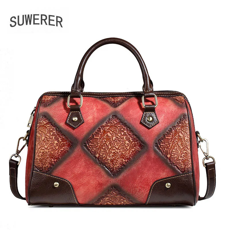 

SUWERER New Vintage fashion real cowhide leather handbgs luxury handbags women bags Genuine Leather bags leather shoulder bag
