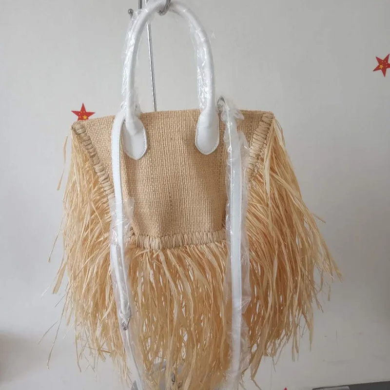 Новый стиль плетеная Сумка соломенная ткань с кисточками модная простая