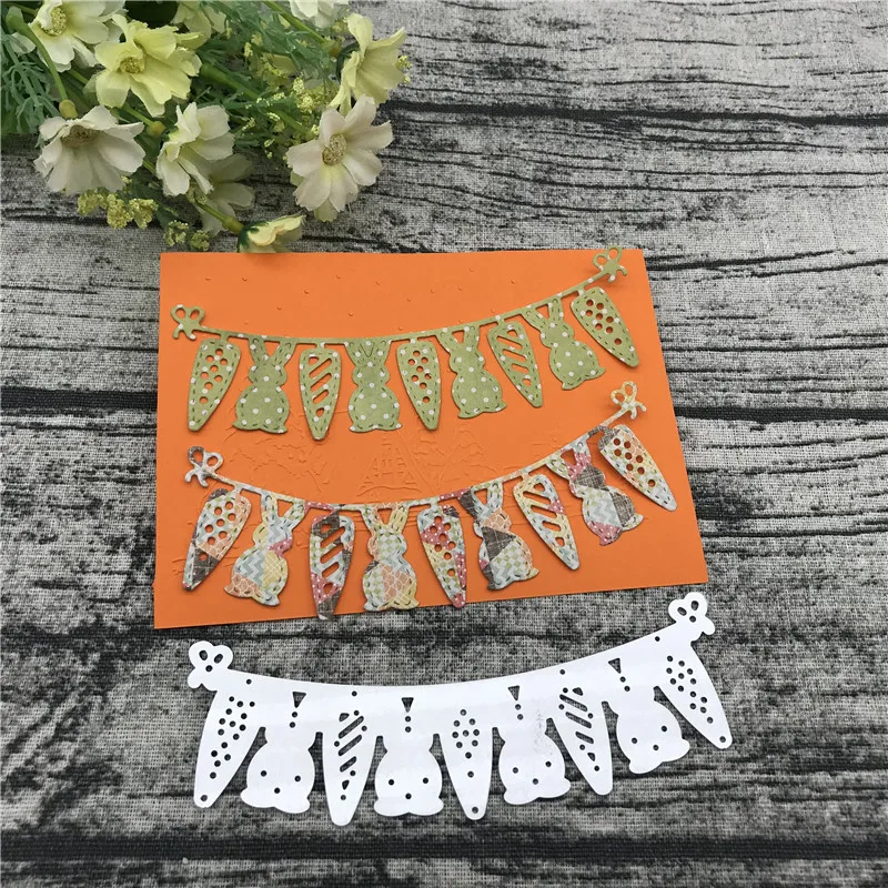 Металлическая высечка Пасхальный кролик морковка баннер скрапбукинг бумага