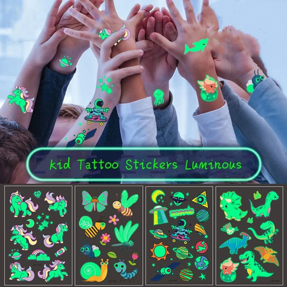 

Luminous Temporary Fake Tattoo Stickers Unicorn Cartoon Glow Stationery Sticker Kids Child Body Art