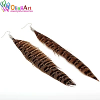 2pcslot 19cm natural pheasant feather women necklace earrings tassels diy jewelry making keychain pendants
