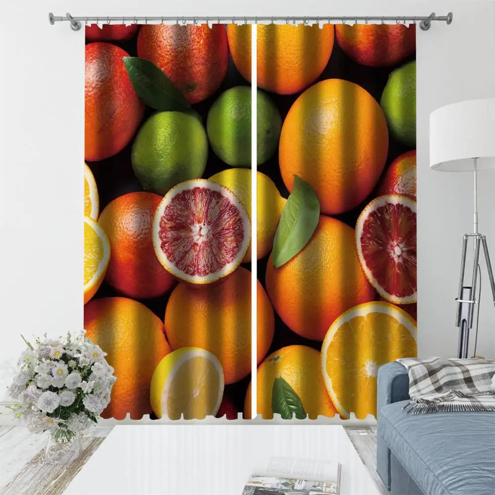 Оранжевые шторы с фруктовым окном для детей гостиной спальни улицы помещений