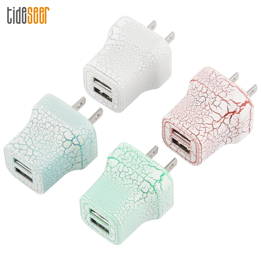 

Трещина USB зарядное устройство Dual 2 порта штепсельная вилка американского стандарта 5V 2.1A дорожный настенный адаптер Светодиодный свет моби...