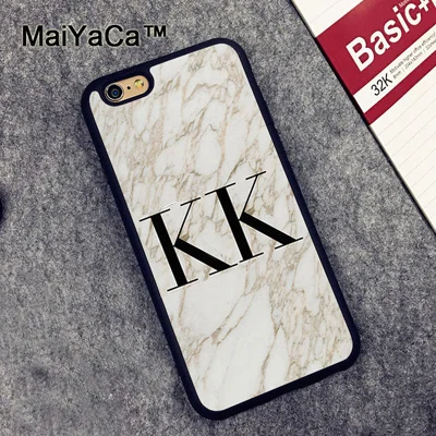 373 MaiYaCa монограмма индивидуальный мрамор инициалы задняя крышка Fundas для iPhone XR XS Max X 11 Pro MAX 6 6S 7 8 Plus 5S чехол - Цвет: 373