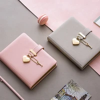 kawaii b6 diary with heart shape lock pu leather notebook school supplies lockable password writing pads stationery girls gift