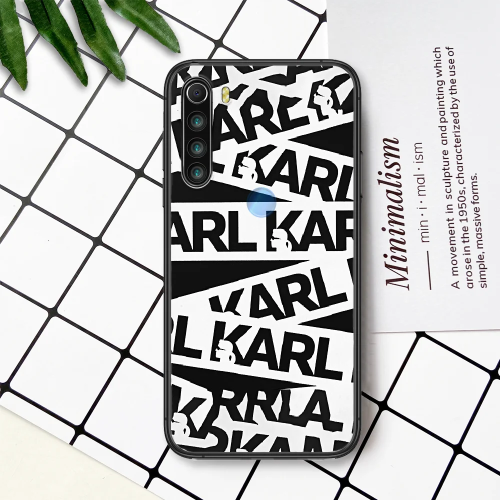 

Lagerfeld KARLs Brand Phone Case For Xiaomi Redmi Note 7 8 8T 9 9S 4X 7 7A 9A K30 Pro Ultra black Bumper Soft Etui Luxury Back