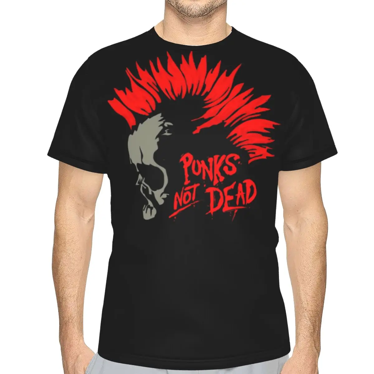 

Футболка мужская с надписью «Punks Not Dead Skull»