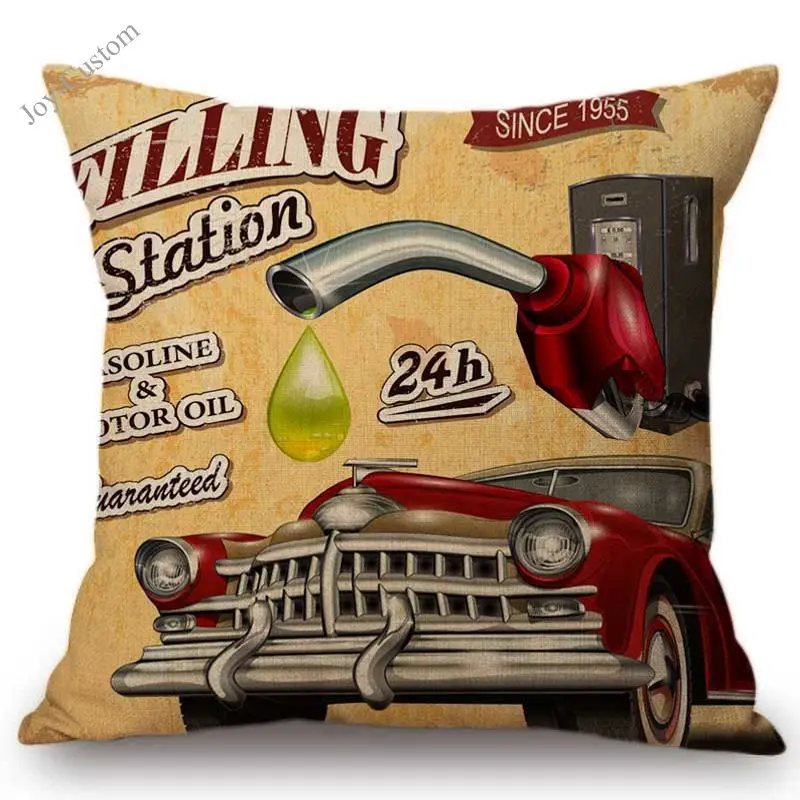18&quot US Route 66 Vintage Car Nostalgia Retro Poster Style Decorative Throw Pillow Case Cotton Linen Sofa Cushion Cover Home Decor |