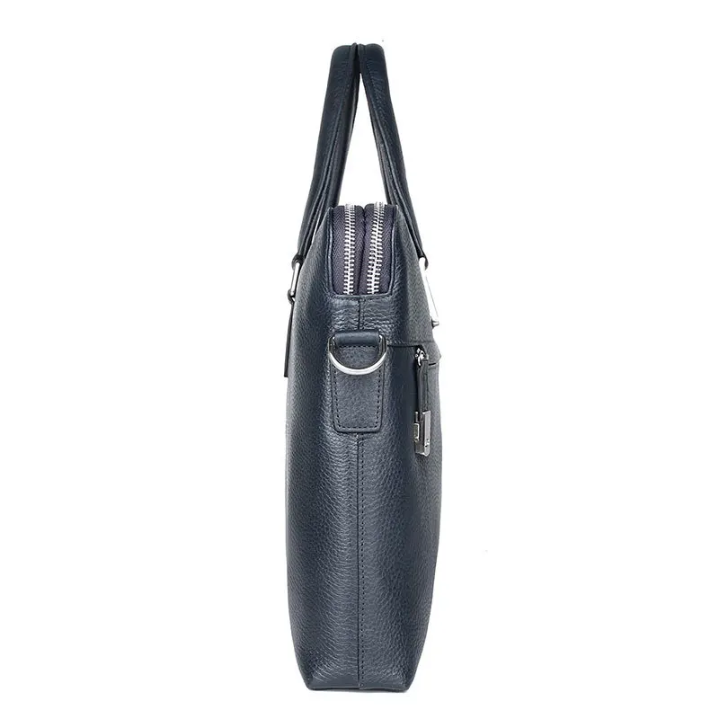 Nesitu Highend Black Chocolate Blue Genuine Leather 14'' Laptop Office Men's Briefcase Business Messenger Bag A4 Portfolio M7412