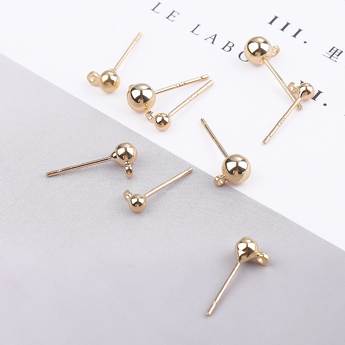 

10Pcs 18K Gold Plated 3/4/5mm Stud Earrings 925Silver Pins Ball Needles for DIY Jewelry Making Accessories Findings Wholesale