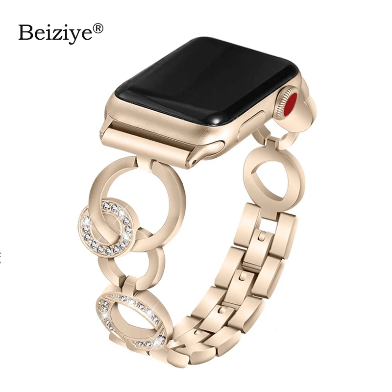 Женский ремешок со стразами для Apple Watch 38 мм 42 сменный из нержавеющей стали iWatch 40 44