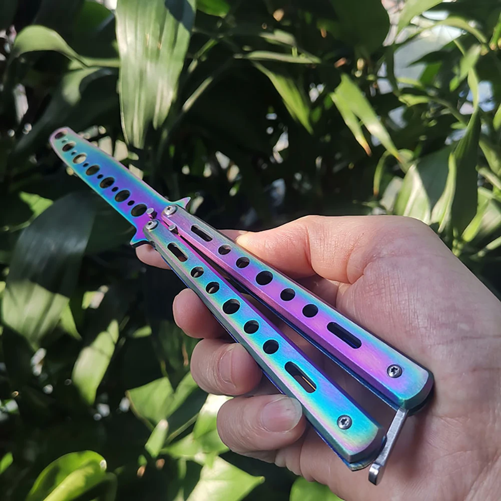 

1pcs Foldable Comb Stainless Steel Practice Training Butterfly Knife Comb Beard Moustache Brushes Hairdressing Styling Tool new