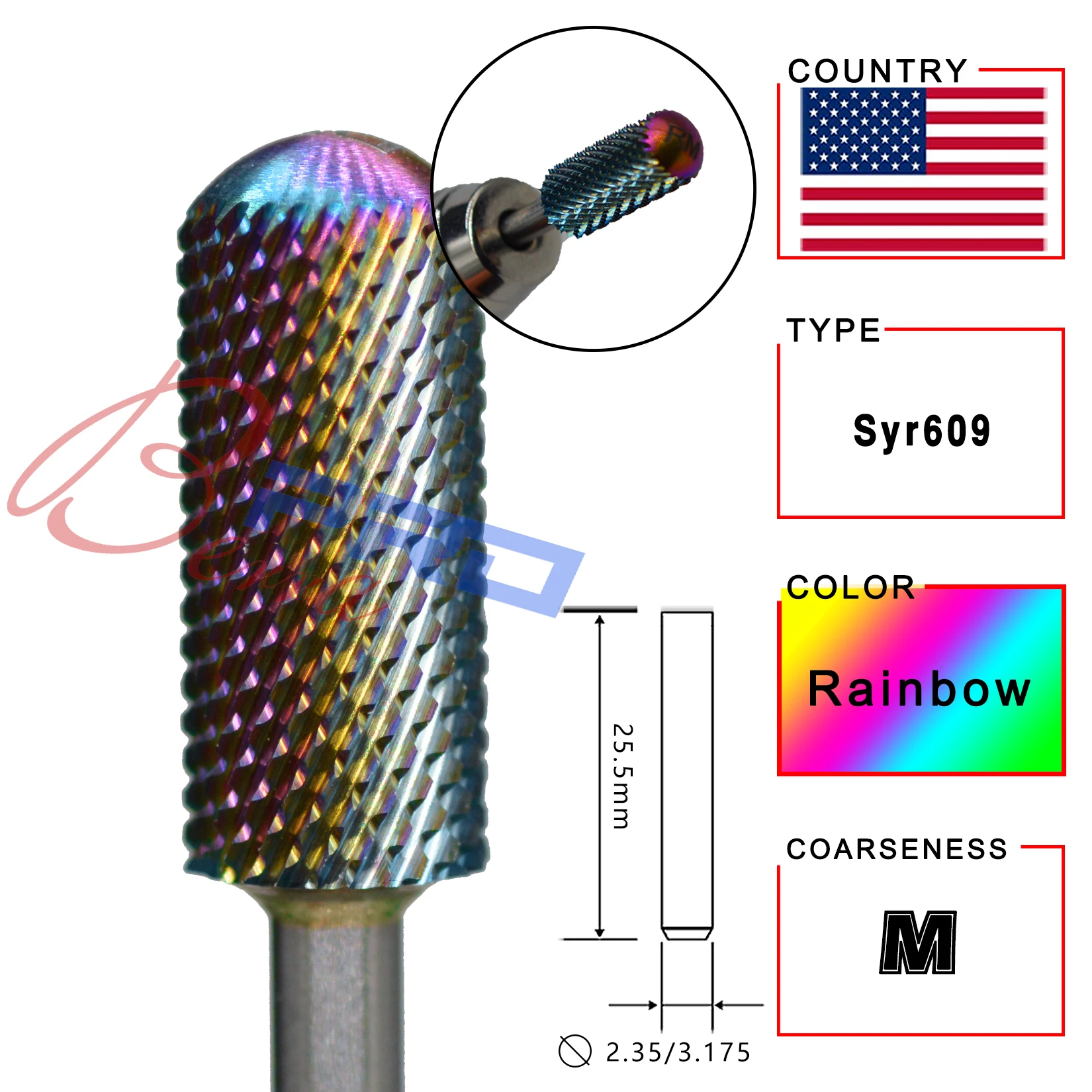 

Proberra 5.35 Small Round Top barrel Original Tungsten steel Carbide Manicure Nail drill bit File Accessories