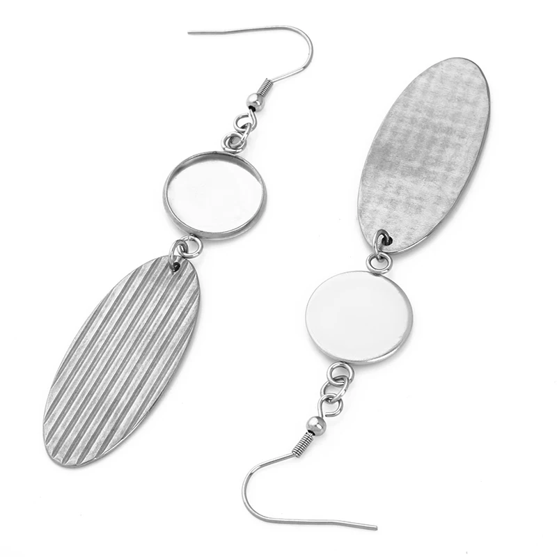 6pcs Stainless Steel 10 12 14 16 18 20 25mm Cabochon Earring Setting Blank Base Cameo Bezels Tray For Jewelry Making Supplies