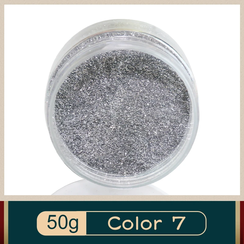 

No.7 Silver Glitter Paint Pearl Powder Coating 50g for Crafts Christmas Decorations Nails Pigment Automotive Coatings Ceramic