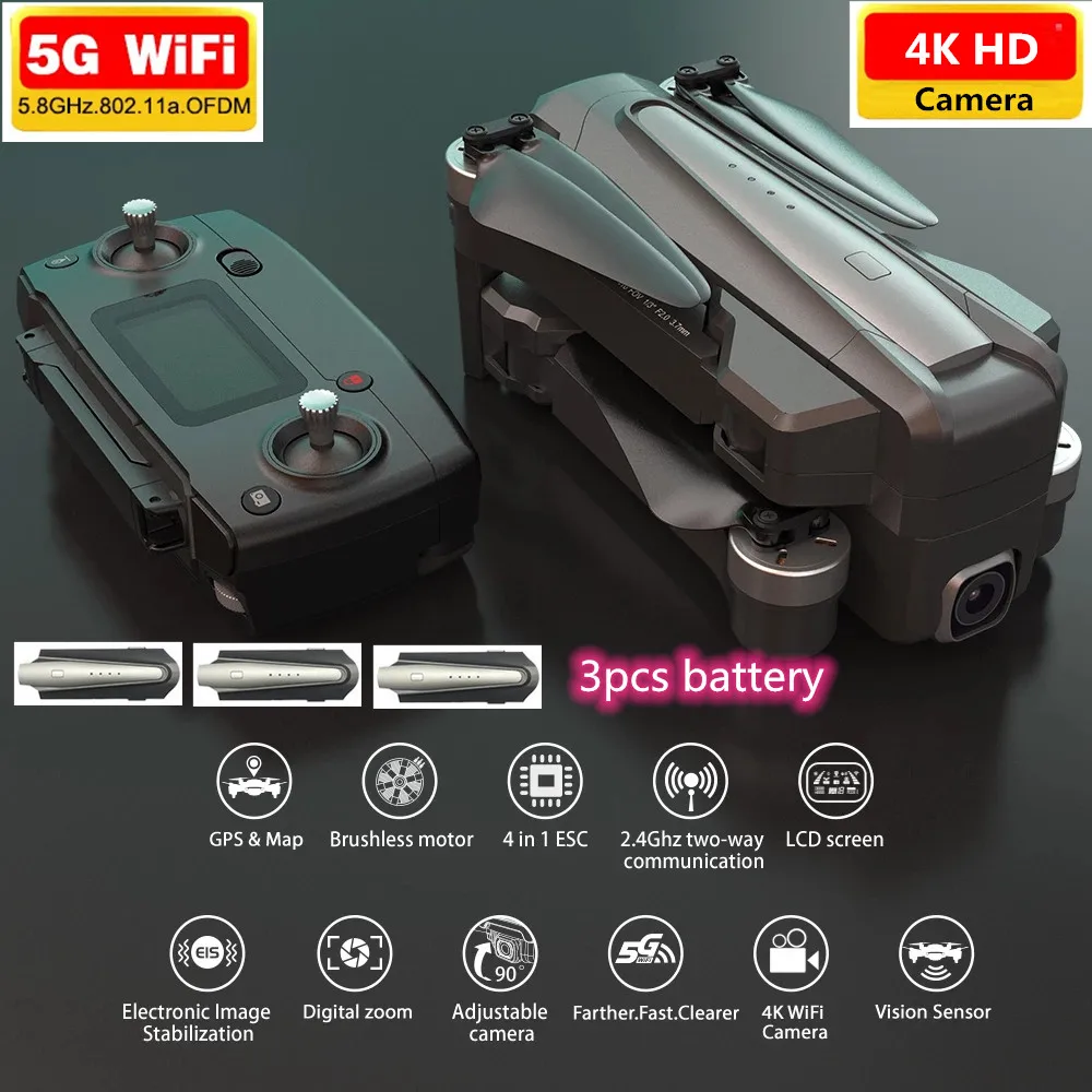 

Professional 5G 4K ESC Camera WIFI FPV Drone GPS / Optical Flow Positioning Mode Quadcopter Anti-Shake Brushless Motor Aircrafts