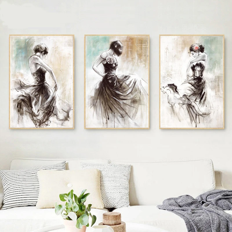 Абстрактная ручная роспись маслом на холсте Танцующая фотография Картина