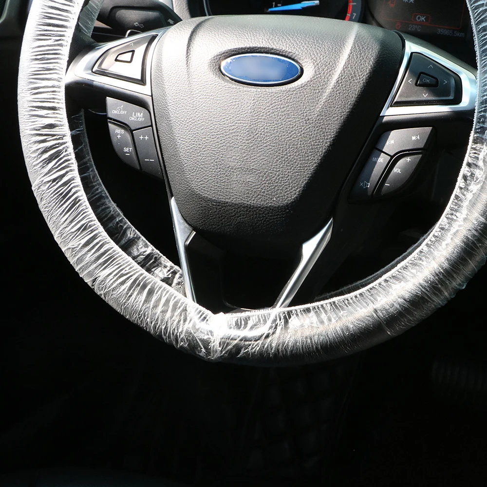 LEEPEE 10/20/50Pcs Disposable Car Steering Wheel Cover Plastic Steering-Covers Diameter 37-38cm Dust-proof Waterproof Universal |