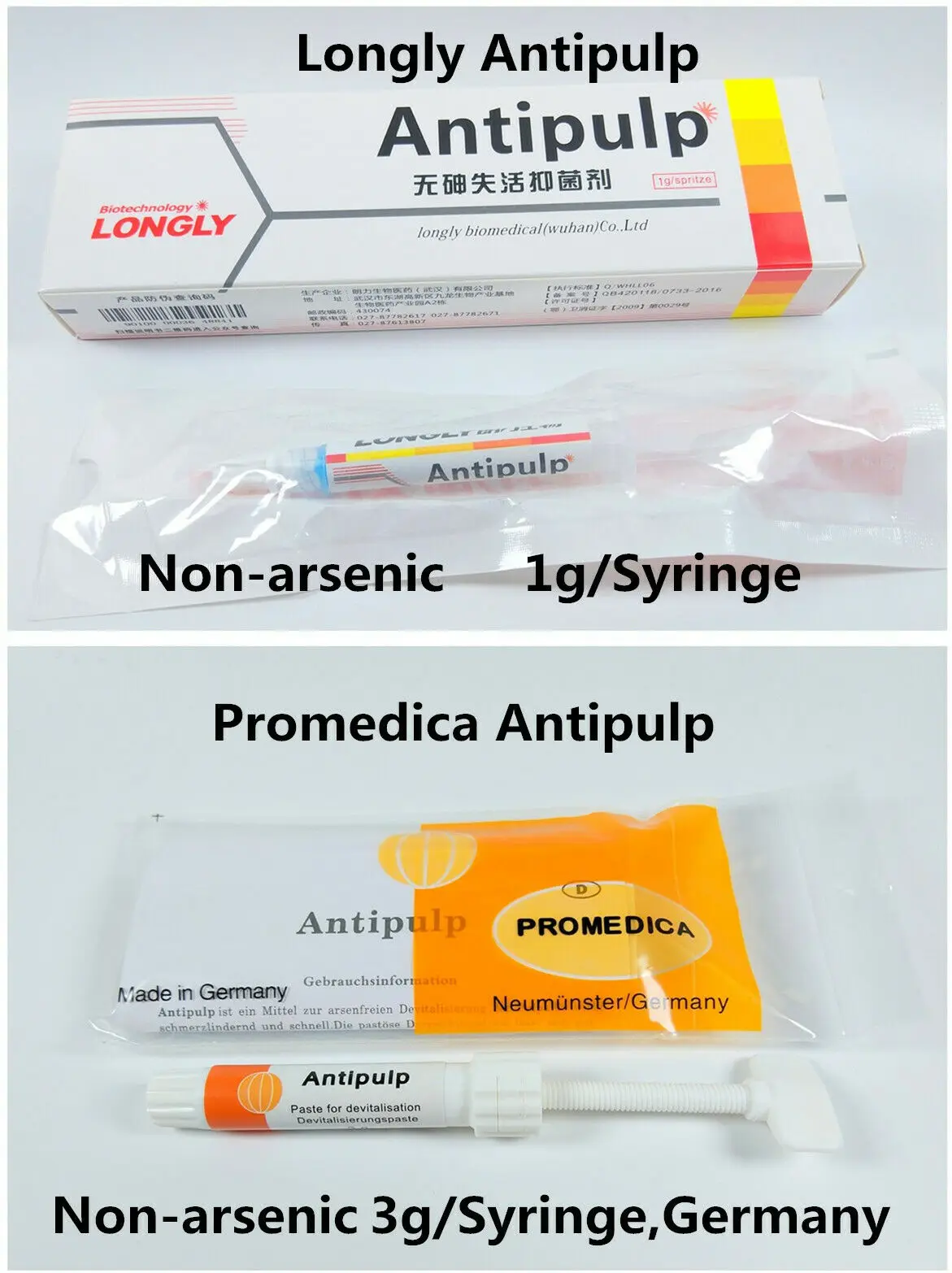 

Longly/German Promedica Paste Dental Endo Pulp Devitalizer Antipulp для инактивации и антибактериальный 1pack