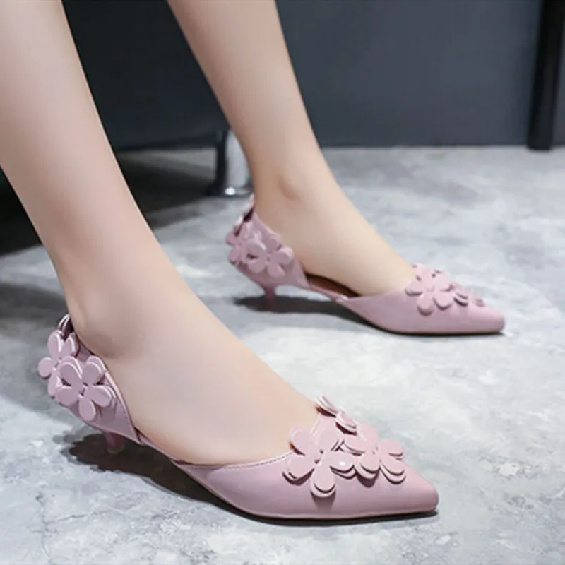 

Cresfimix Women Classic Pink Floral Comfort Summer Slip on High Heel Shoes Cute Fashion Stiletto Heels Sapatos Femininos A6940