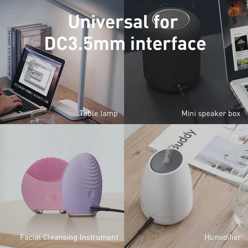 

Baseus USB to DC 3.5mm Power Cable USB A Male to 3.5 Jack Connector 5V Charger Adapter for HUB USB Fan Lamp Power Charging Cable