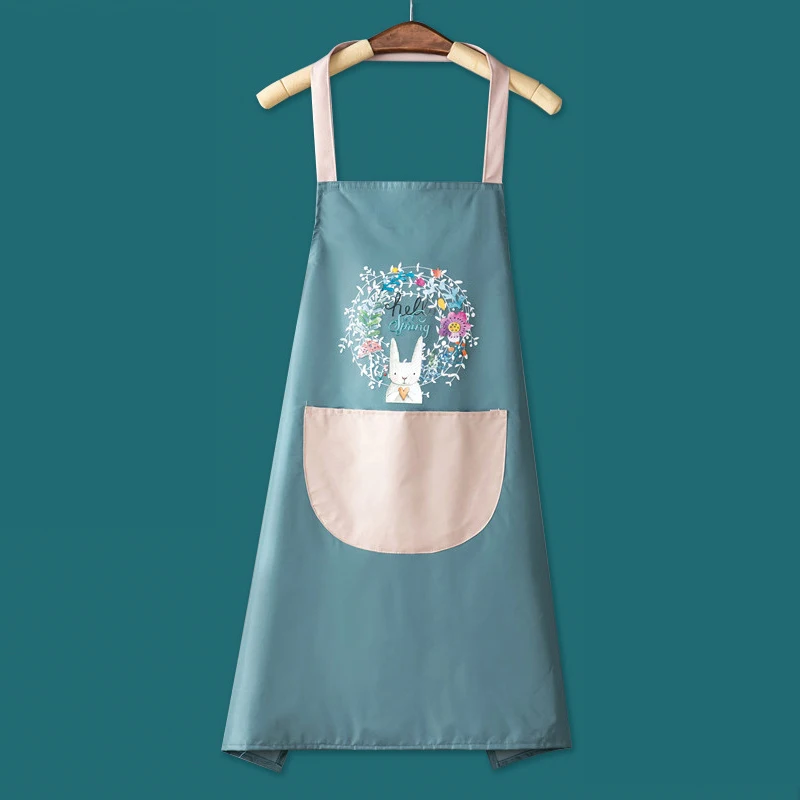 

1Pcs Kitchen Wipeable Waterproof Oil-Proof Cartoon Wreath Rabbit Kitchen Nail Shop Apron for Women Baking Accessories 2021 New