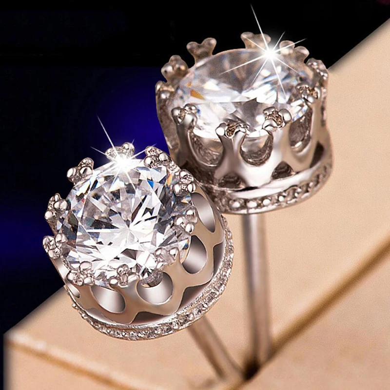 Серьги гвоздики в виде короны из циркона для мужчин и женщин|Серьги-гвоздики| |
