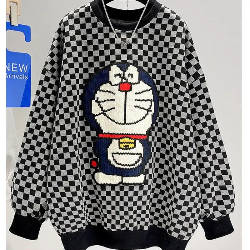 Новинка уличная одежда в стиле хип-хоп свитшот с вышивкой виде мультяшного кота