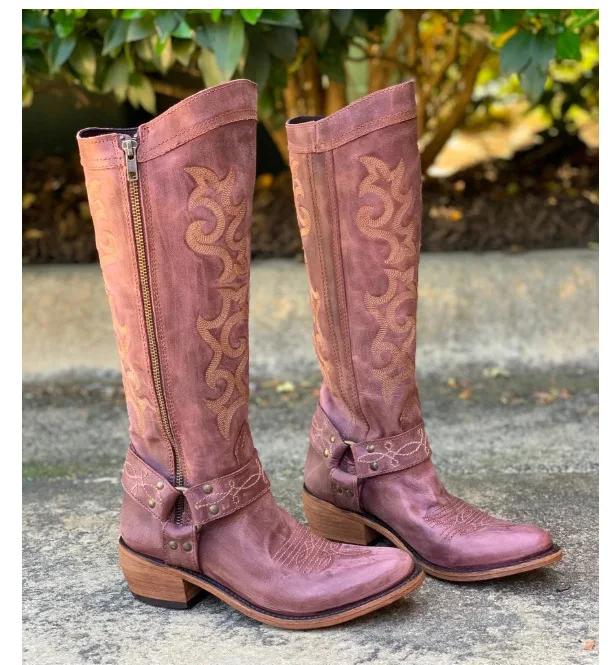 

embroidered high sleeve New 2020 medium thick embroidery 40-43 heel boots