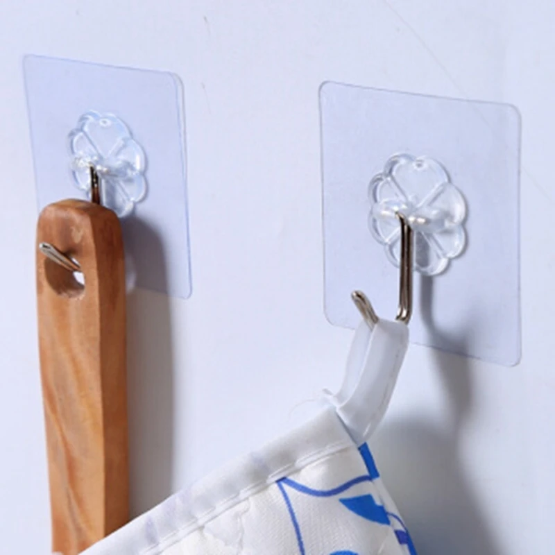 

20Pcs Transparent Wall Hooks Waterproof Oilproof Self Adhesive Hooks Reusable Seamless Hanging Hook For Kitchen Bathroom Office