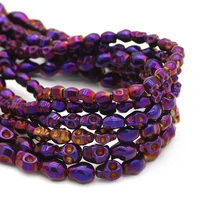 468mm plating purple natural hematite stone skull head spacer loose beads for jewelry making diy bracelet necklace findings