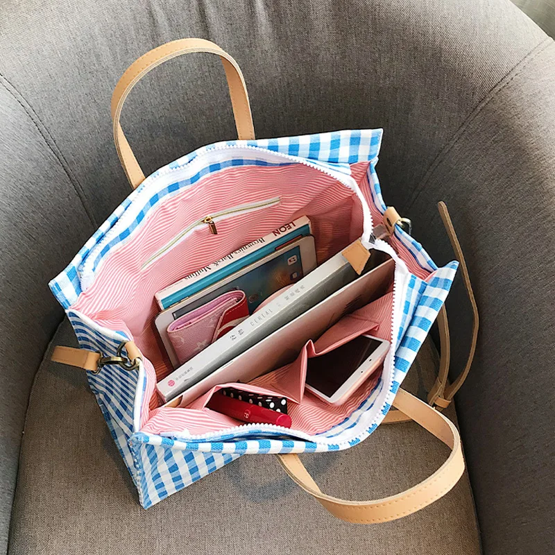 

Fashion Women Handbags Luxury Pu Leather Plaid Big Tote Bag Ladies Shoulder Bags For Women 2021 New Roomy Handbag Designer